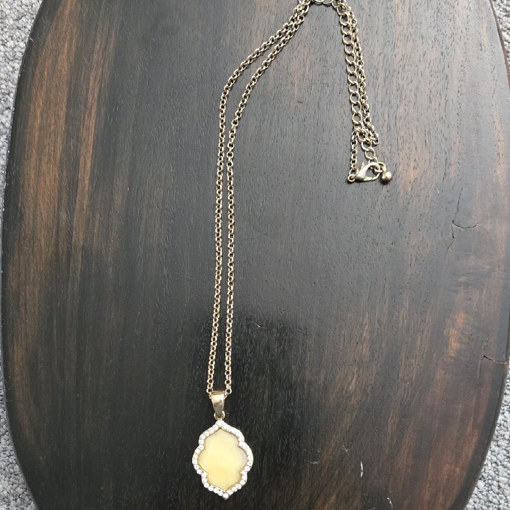 Goldtone Pendant Necklace with Crystal Accents